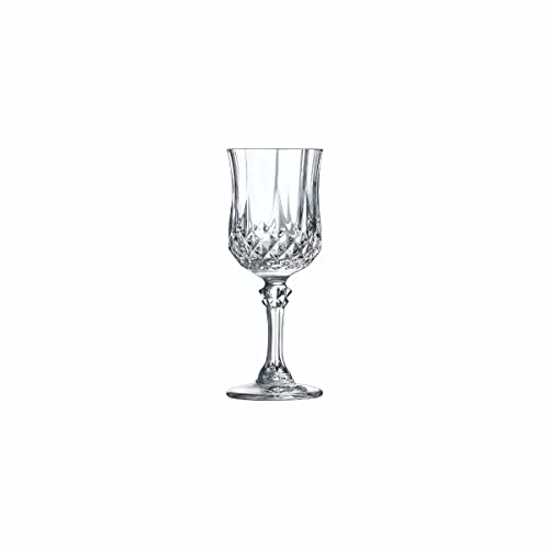 Cristal d'Arques Paris - Collection Longchamp - 6 verres à liqueur 6cl en Kwarx - Brillance, Transparence et Haute Résistance - Moulures Iconiques - Fabriqués en France