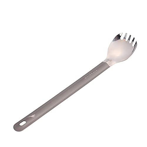 TOAKS Cuillère à long manche en titane avec bol poli Couverts de camping d'extérieur (SLV-14)