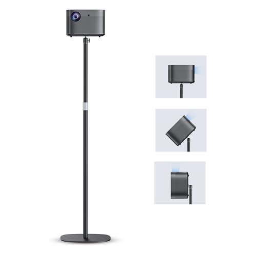POLESTO Support de Projecteur en métal, Hauteur réglable de 50 à 125cm avec Rotation d'angle à 360°, Peu encombrant, Supporte jusqu'à 5 kg, Compatible avec Projecteur, Appareils Photo et Plus Encore
