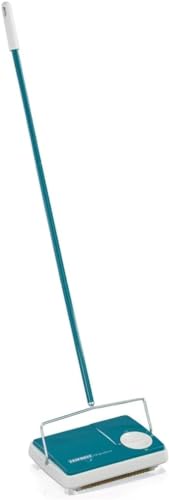 Leifheit 11700 Balai Mécanique Regulus Balayeuse sans Fil Ni électricité avec 3 Brosses idéales pour Le Balayage Des Tapis de Salon Turquoise 25 x 30 x 7 cm