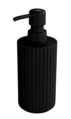 Allstar Distributeur de savon Minas noir - Distributeur de savon liquide Capacité: 0.28 l, Polypropylène, 7 x 18 x 7 cm, Noir