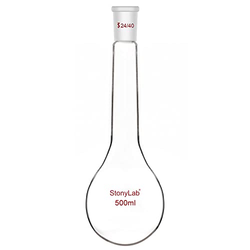 stonylab Flacon Kjeldahl, Ballon de Laboratoire à Paroi épaisse et à Long col Ballon Kjeldahl à Fond Rond en Verre Borosilicate avec Joint Extérieur Conique Standard 24/40, 500 ml