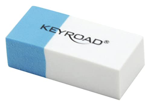 KeyRoad Gomme multi-usages pour crayon et stylo à bille - 1 pièce - Couleur : bleu - blanc - Idéal pour l'école et le bureau - KR971645