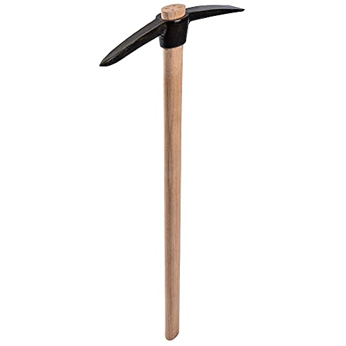 KADAX Pioche pointue avec manche en bois, 2,5 kg, pioche en acier résistant, pioche à double tête, pioche universelle pour ameublir le sol (longueur : 90 cm)