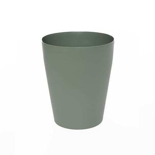 Sinoba Corbeille à papier - Poubelle en plastique - Idéale pour chambre d'enfant, bureau, cuisine - Hauteur : 26,5 cm - 12 l - Vert olive