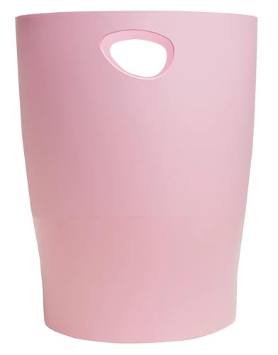 EXACOMPTA - Réf. 45371D - 1 Corbeille à Papier avec Poignées ECOBIN Autentik - Grande Capacité 15 Litres - Dimensions 26,3 x 26,3 x 33,5 cm - pour Bureau ou Maison - Rose Candy