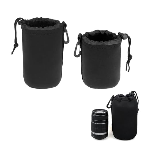 Sac D'objectif Pochette, Housse Objectif, Pochette pour Objectif de Caméra, Housse Pour Objectifs D'Appareil Photo En Néoprène, Etui Objectif Neoprène, Housses D'objectif étanches, M, L, 2 Tailles