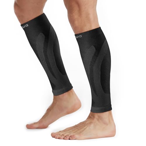 CAMBIVO 2 Paires Manchon Compression Mollet, Manchon de Compression, Bas de Contention Femme Homme, Chaussettes de Contention Femme Homme pour Sport Course Jogging Vélo Fitness Exercise