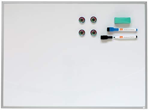 Nobo - Petit Tableau Magnétique avec Cadre en Aluminium, Effaçable à Sec, Maison/Bureau, 585 x 430 mm, Fixations Murales / Marqueurs / Aimants / Effaceur Inclus, Blanc, 1903777, Tableau blanc