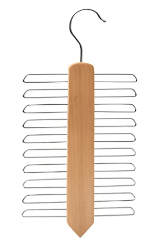 IPEA Élégant Porte-Cravate en Bois avec 20 Barres – Porte-Cravates au Design Minimal – Cintre pour accrocher Ceintures, écharpes, Accessoires – Crochet pivotant