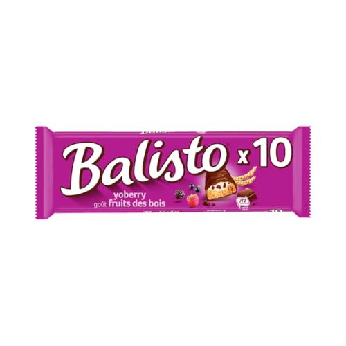 BALISTO - Barre Biscuit Céréales et Chocolat au Lait Yoberry - Goût Fruits des Bois - Pack 10 x 18,5g