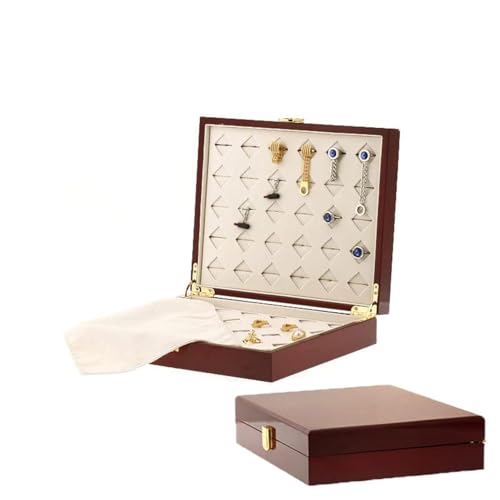 zalati Boîte de rangement pour boutons de manchette - Capacité de 30 paires - Boîte en bois pour homme - Collection de boutons de manchette - Protection