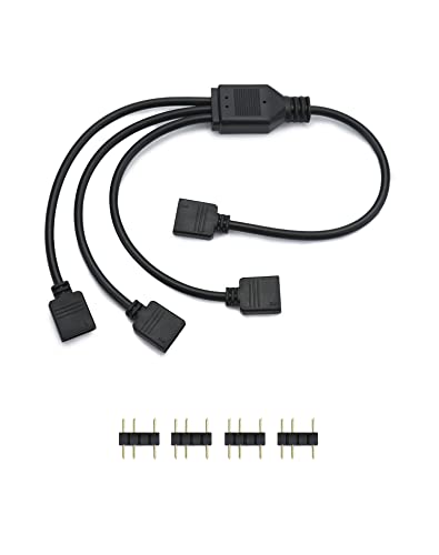 QWORK® Câble répartiteur ARGB, 5 V, 3 broches, cable rgb pc, 1 prise vers 3 fiches, 30 cm, pour refroidisseur CPU et ventilateur 5 V ARGB