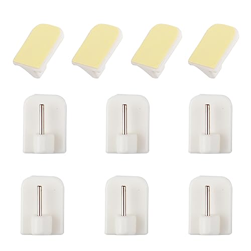 Honeyes 10Pcs Crochets Autocollants pour Barres de Rideaux Nettes Blanc Crochets Adhésifs Rideaux Crochet Fenêtre Adhésif pour enêtre Salle de Bain Cuisine Tringles à Rideaux (10PCS)