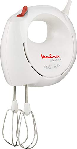 Moulinex, Batteur électrique, 200 W, 2 vitesses, 2 jeux de fouets inclus, Ergonomique, Compact, Easymax blanc ABM11A30