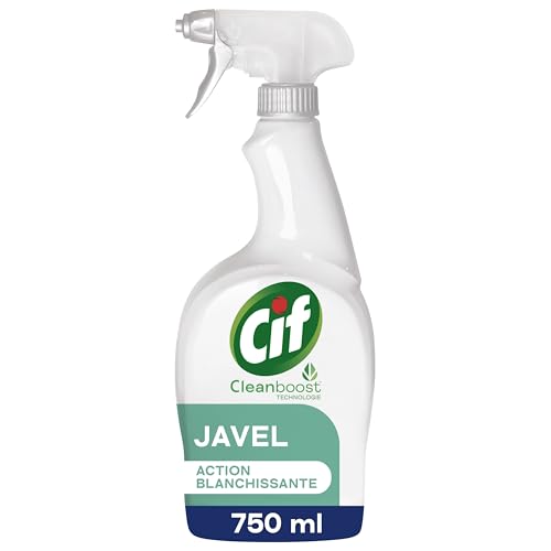 CIF - Spray nettoyant Multi-usages avec javel - Technologie Cleanboost - enlève 100% des taches tenaces - action blanchissante - 750ml
