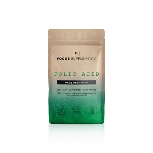 FS Acide Folique | 365 Comprimés Folic Acid Haute Teneur – 400 µg Acide Folique par portion | Vitamine B9 Acide Folique | Sans OGM Sans Gluten Sans Allergène | Fabriqué au Royaume-Uni