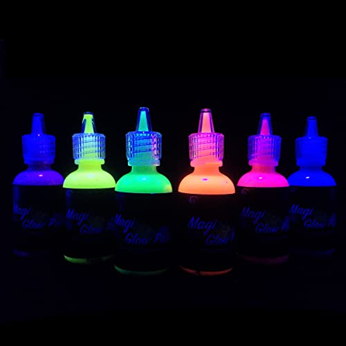 [6 x 28 ml.] iLC Peinture Corporelle UV Maquillage Coloré Fluo Néon Kit Pour Lumière Noire