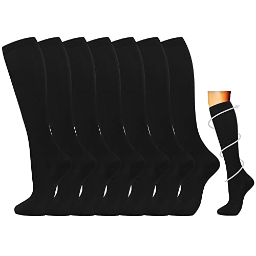 7 Paires de Chaussettes de Compression pour Femmes et Hommes 15-20 mmHg est le Meilleur Chaussettes Sportif et Médical pour Sportive, Cyclisme