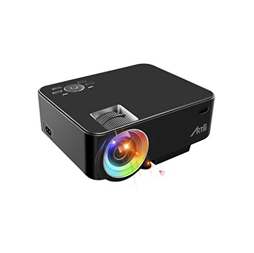 Artlii Retroprojecteur Mini, Videoprojecteur Portable LED Soutien HD 1080p, 3800lumen, 200'', Video projecteur Compatible HDMI USB VGA AV iphone,Mac,Android pour Film, Jeux