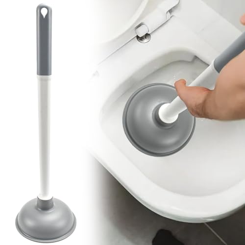 LANSKYLAN Déboucheur de Toilette Φ 15 cm, Ventouse Déboucheur Puissante, Déboucheur de Canalisation WC à Long Manche, Déboucheur Salle de Bain, pour Toilette Bouchée Évier Cuisine Baignoire, Gris