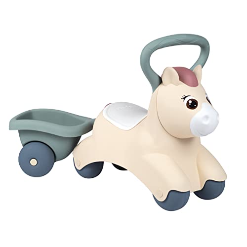 Smoby - Little Porteur Baby Pony - Poignées Ergonomiques et Remorque - Dès 12 Mois - Fabriqué en France - 140502 Beige