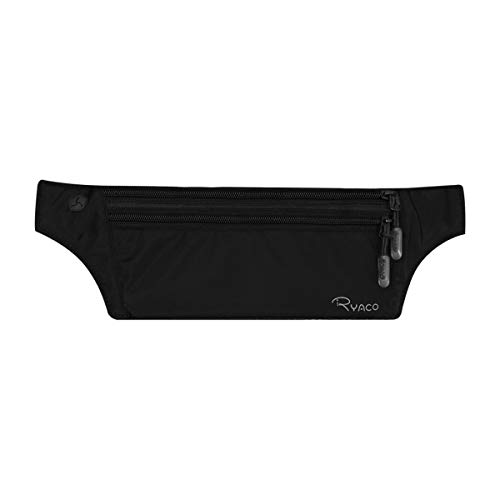 Ceinture De Voyage RFID Ultra-légère EGOO - 2 Poches, Sangle élastique Ajustable 102 Cm, Noir