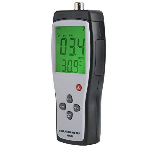 Testeur de Vibrations, Analyseur de Jauge de Vibromètre Portable Rétroéclairé à écran LCD AS63B, Vibromètre Numérique à Haute Sensibilité avec étui de Rangement