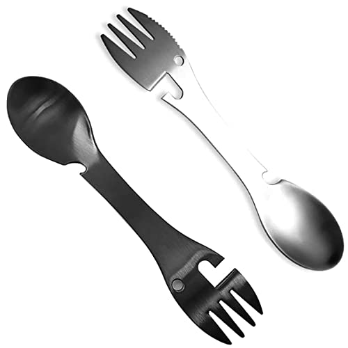 Cuillere Camping, Witbicg Cuitochette Cuillère Fourchette, 2 Pièces Cuillère Fourchette Camping Il Est Possible d'Ouvrir Des Bouteilles, De Couper De La Nourriture, Pour Le Camping Et La Sortie