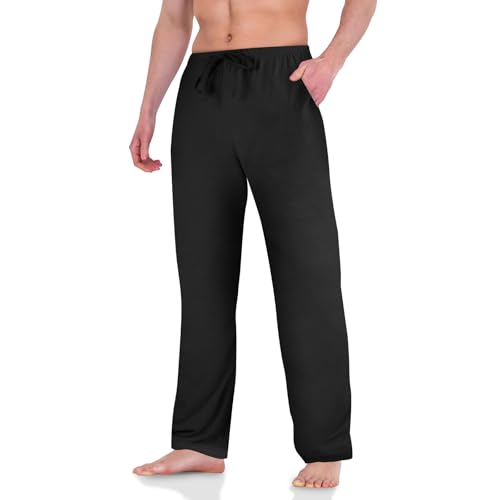 AUYAO Pantalon de Pyjama Homme, Bas de Pyjama à Vêtements de Nuit & de Détente Maison, Long Pantalon de Couleur Unie Avec Cordon de Serrage et Poche (XL)