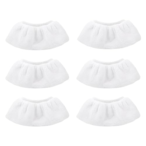 6Pcs Bonnettes Microfibre Lingettes,Blanc Lingettes Bonnettes Accessoire,compatible avec la plupart des Nettoyeur à vapeur