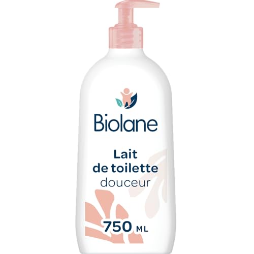 BIOLANE - Lait de toilette 750ml - Bébé - Nouveau Packaging - Nettoie Visage, Corps et Siège - Sans Rinçage - Doux et Apaisant - 99% d'origine naturelle - Fabriqué en France