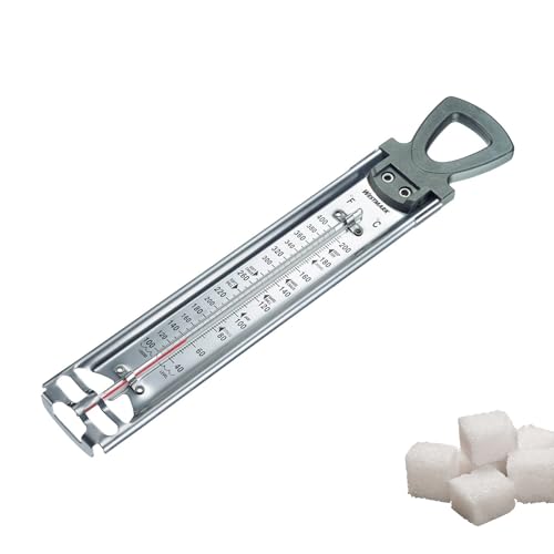 Westmark Thermomètre à Sucre, 1 Pièce – Aide aux Confitures et aux Fruits – Cadre en Acier Inoxydable avec Pince Ajustable, Tube en Verre Robuste – Inox Coloris Argent