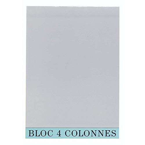 Exacompta - Réf. 5704E - 1 Bloc de contrôle comptable/audit - 4 colonnes sur 1 page - 70 feuillets en papier jaune antireflets 80 grammes - dimensions 29,7 x 21cm - format A4