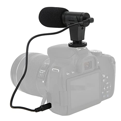 Microphone sur Caméra, Microphone Vidéo Universel 3,5 Mm Mini Micro de Réduction de Bruit avec éponge Coupe-vent, Compatible avec les Caméras Caméscopes, pour Vlogging Vidéo de Conférence en Direct