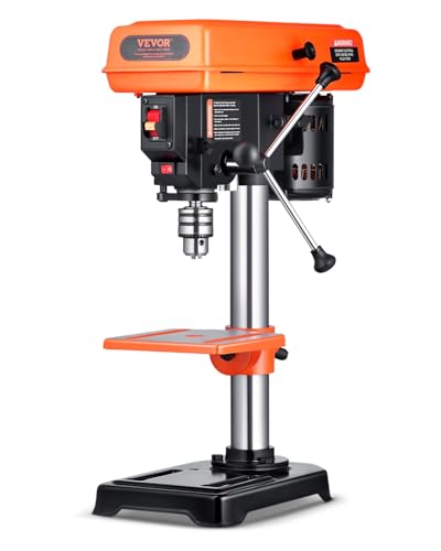 VEVOR Perceuse à Colonne d'Établi 203,2 mm, Moteur à Induction, 500 W, Vitesse Réglable 550/950/1450/1950/2500 tr/min, Table de Travail Inclinable 0-45°, Lampe de Travail à LED, pour Bois et Métal