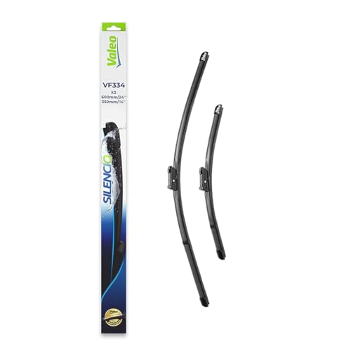 VALEO Silencio Essuie-glace - VF334 - Kit de Balais d'Essuie-glace Plat d'Origine de Haute performance, Visibilité Supérieure sur la Route 600mm/350mm - Avant - Lot de 2 Essuie-glaces - 574394