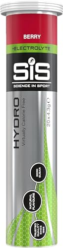 Science in Sport Hydro Électrolytes Hydratation sans Sucre - 20 Tablettes Saveur Baies - Vegan & sans Gluten, avec Sodium, Calcium, Potassium & Magnésium pour un Équilibre Électrolytique