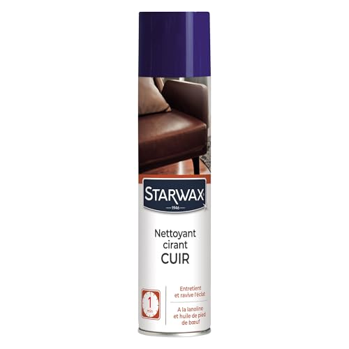 STARWAX - Nettoyant Cirant Express - Pour Cuirs - Entretient en Profondeur - Format Aérosol pour Grandes Surfaces - A la Lanoline - Fabriqué en France - 300ml