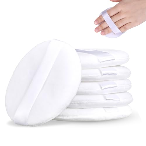 Lot de 6 grandes houppettes à poudre moelleuses, rondes de 8 cm, ultra douces, lavables, réutilisables, en coton, pour outils de maquillage secs et humides