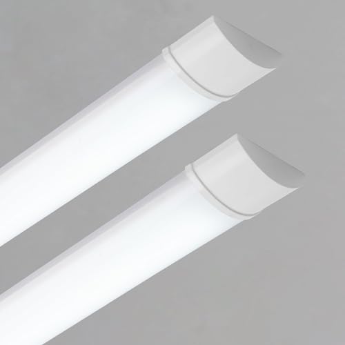 Sundertech Lot de 2 Reglette LED 120cm, Neon LED 34W 3750lm Blanc Froid 6500K, Tubes Lumineux pour garage, entrepôt, parking, bureau, atelier, éclairage de cuisine