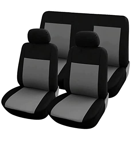 Rebeca Shop® Housses de siège universelles pour voiture, kit avant et arrière, différentes couleurs, douces, confortables, respirantes, protection pour sièges de voiture, gris, noir
