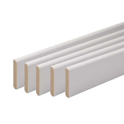 MadeInNature, Plinthe Bois Blanc Pré-peint, Fabriquée en France, Finition Arrondie hauteur 10 cm, Longueur aux choix (10 ML)