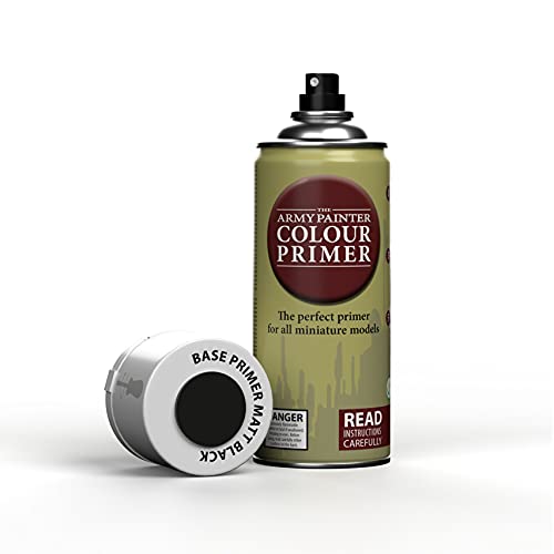 The Army Painter | Colour Primer | Spray Acrylique Noir Mat de 400 ML, Apprêt pour la Peinture de Figurines