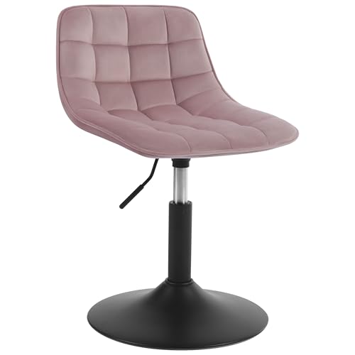 WOLTU 1 X Tabouret de Maquillage Tabouret Coiffeuse Réglable Chaise de Salle à Manger Chaise Travail Chaise Pivotante Velours pour Bureau Domicile Magasin, Hauteur Réglable de 38-49.5cm, Rose