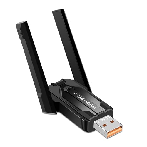 AX900M Clé USB Wi-Fi Bluetooth 2 en 1 pour PC double bande 2,4 GHz/5 GHz avec double antenne 5 DBi, Bluetooth 5.4 compatible avec Windows 11/10, clé Wi-Fi pour ordinateur/ordinateur portable