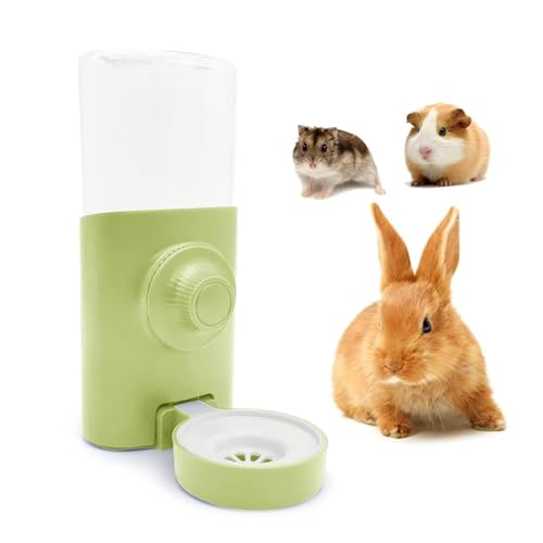 Distributeur Eau Lapin, 600ML Suspendue Abreuvoir Automatique Anti-Goutte Biberon Cochon d'Inde Hamster Chinchilla Hérisson Furet (Vert)