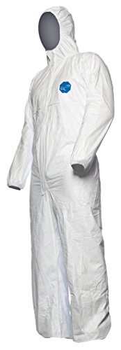 DuPont Tyvek 500 Xpert Vêtement de Protection Chimique, à Capuche, Catégorie III, Type 5-B et 6-B Robuste et Légère Blanc Taille L