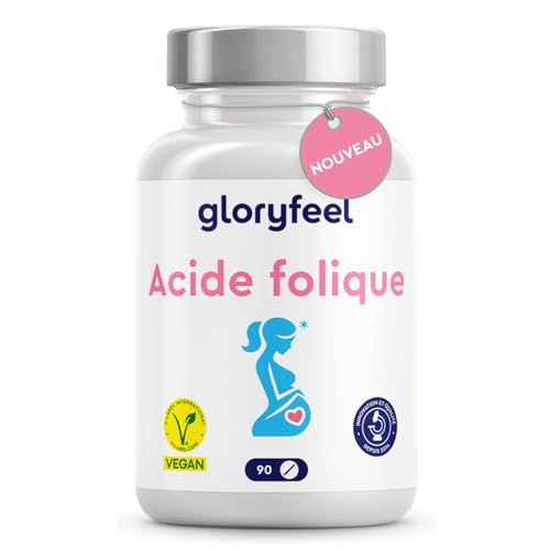 Acide Folique 400µg - Pour la Croissance des Tissus Maternels et le Système Immunitaire* - Conçu pour 1 Trimestre (3 Mois) - Vitamine B9 Hautement Dosé, Biodisponibilité Optimale - Végan