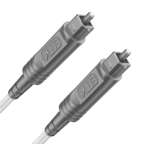EMK Câble audio numérique optique Toslink – [gaine en coton tressé, durable et flexible] Cordon fibre optique pour Home Cinéma, barre de son, TV, PS4, Xbox et plus (3Ft/1M)